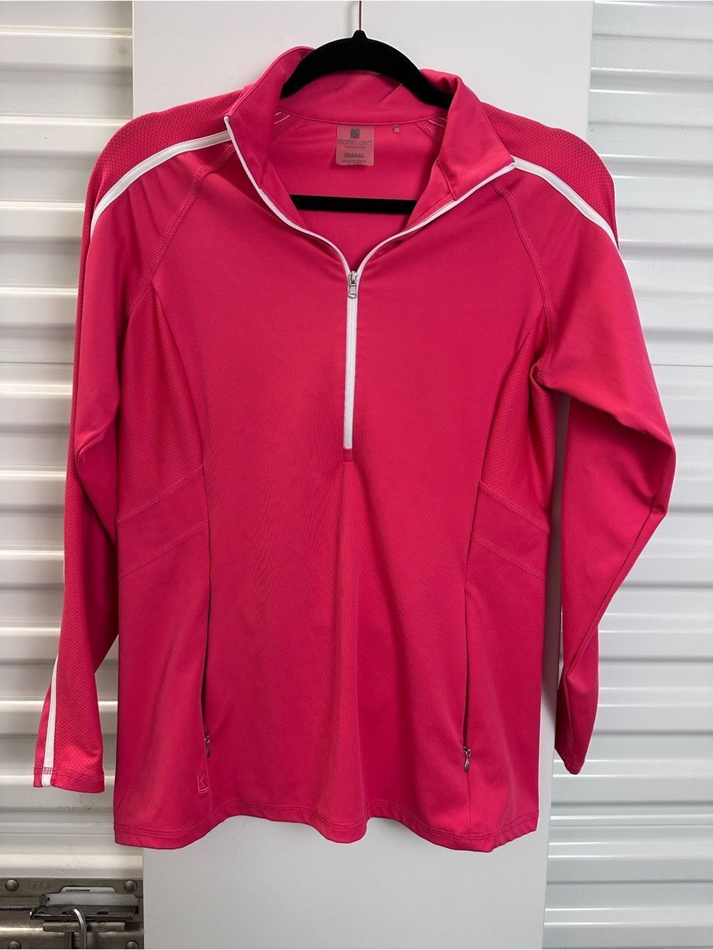 Kate Lord pink women's quarter-zip performance pullover